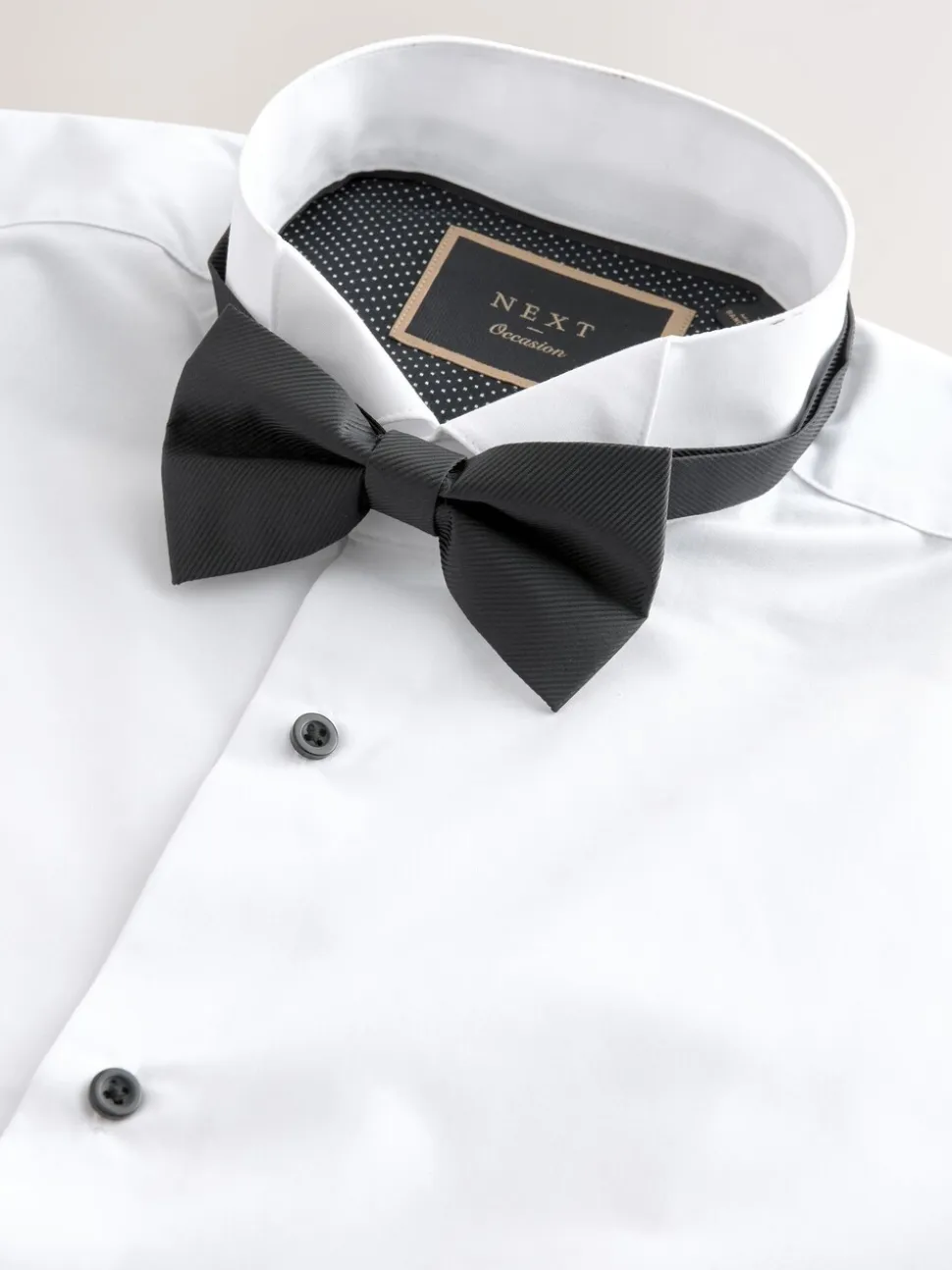 Wit - Normale Pasvorm - Double Cuff Regular Fit Shirt And Bow Tie Pack
