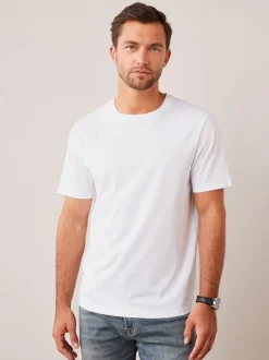 Wit - Normale Pasvorm - Essentieel katoenen T-shirt met ronde hals