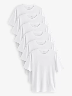 Wit - Normale Pasvorm - Essential katoenen T-shirts verpakking van 6