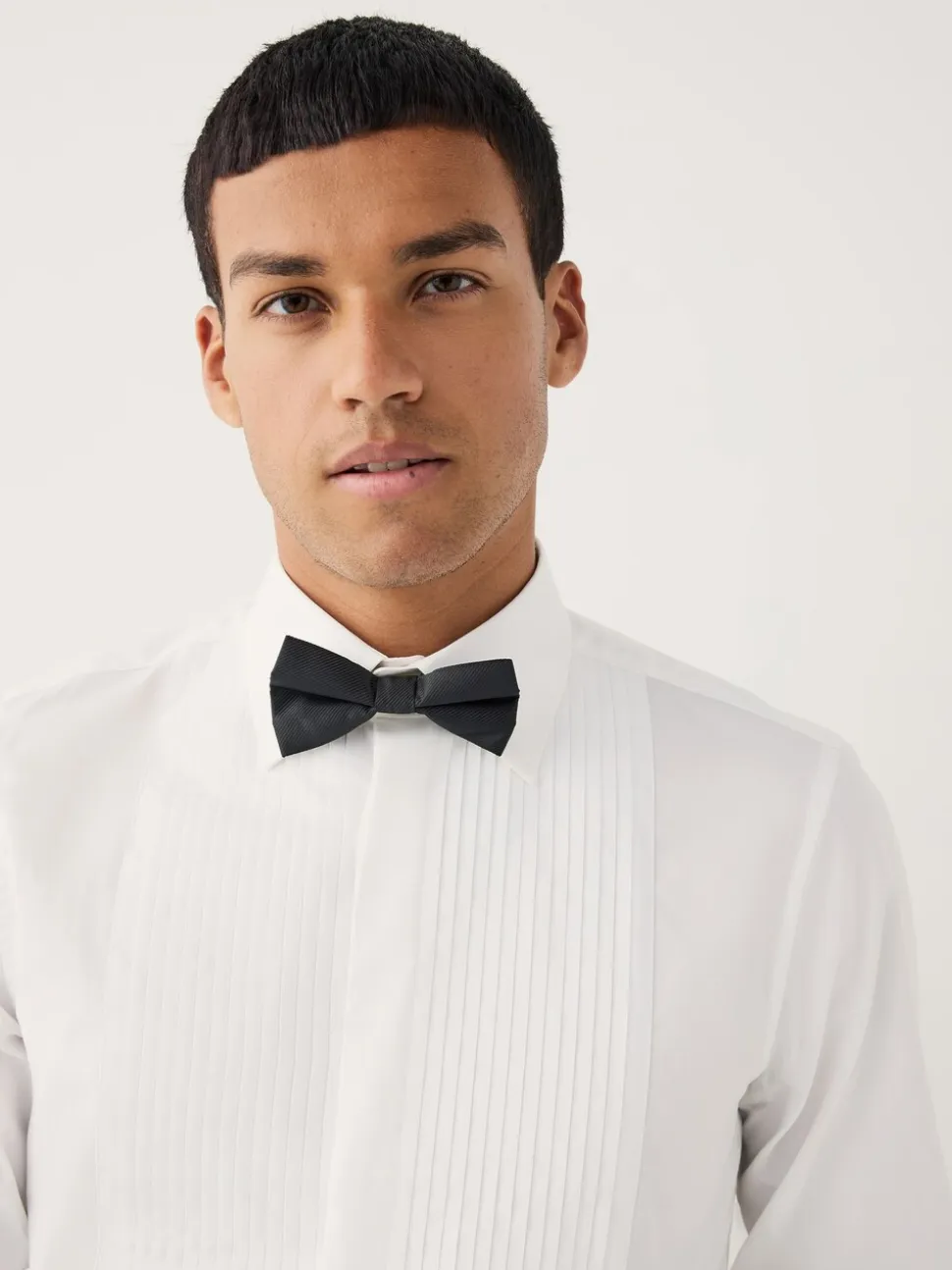 Wit - Normale Pasvorm - Occasion Pleated Bib Double Cuff Dress Shirt