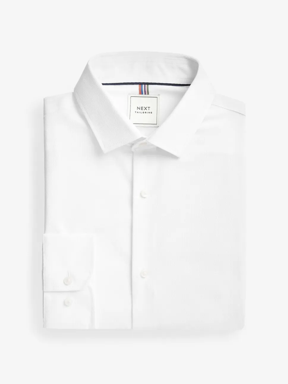 Wit - Normale Pasvorm - Onderhoudsvriendelijk, getextureerd, slim fit overhemd met enkele manchet