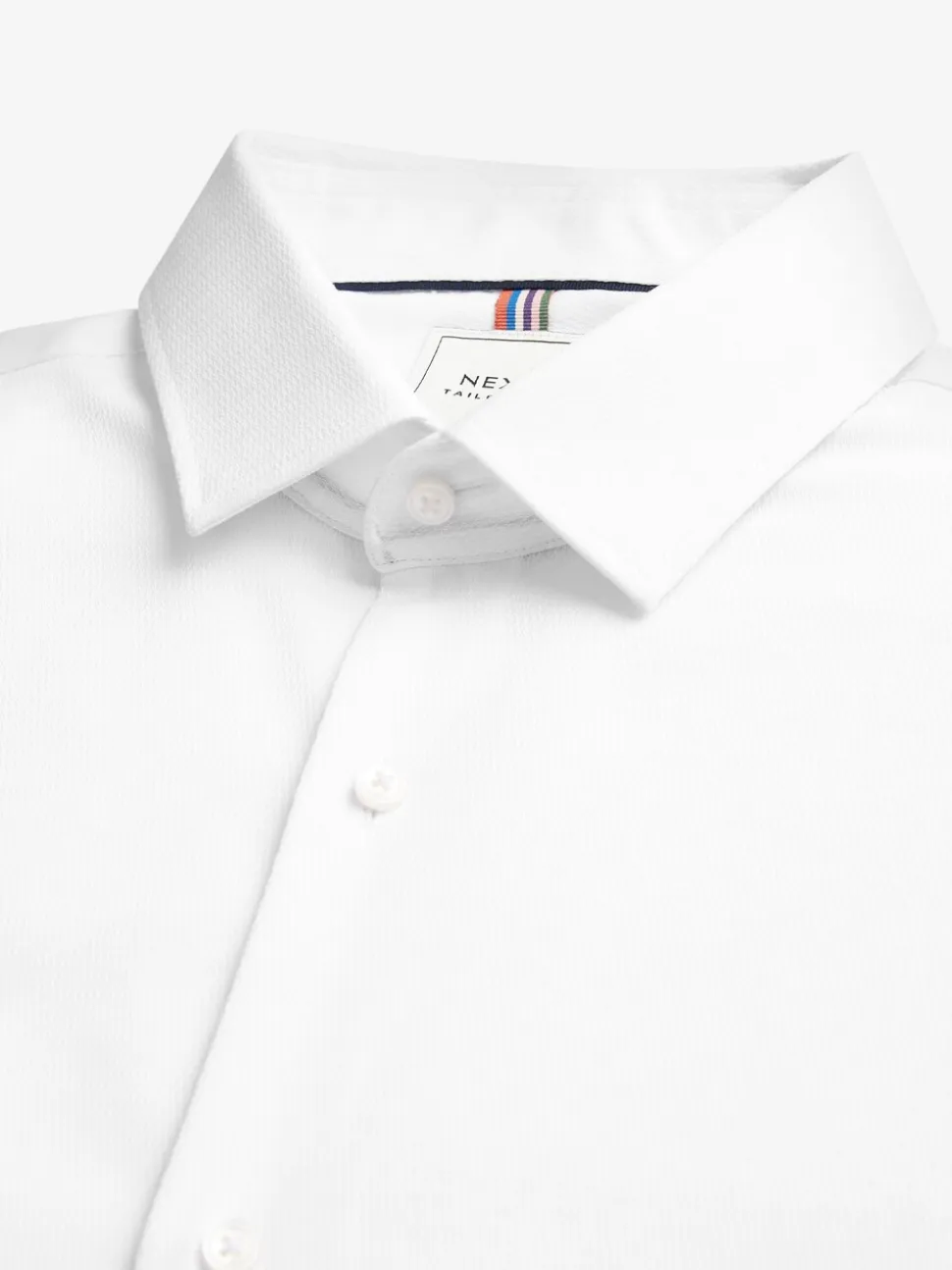 Wit - Normale Pasvorm - Onderhoudsvriendelijk, getextureerd, slim fit overhemd met enkele manchet