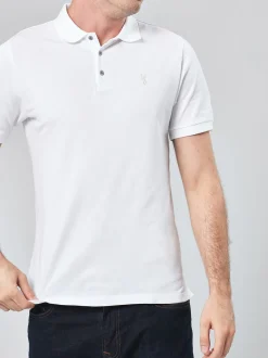 Wit - Normale Pasvorm - Piqué poloshirt met korte mouwen