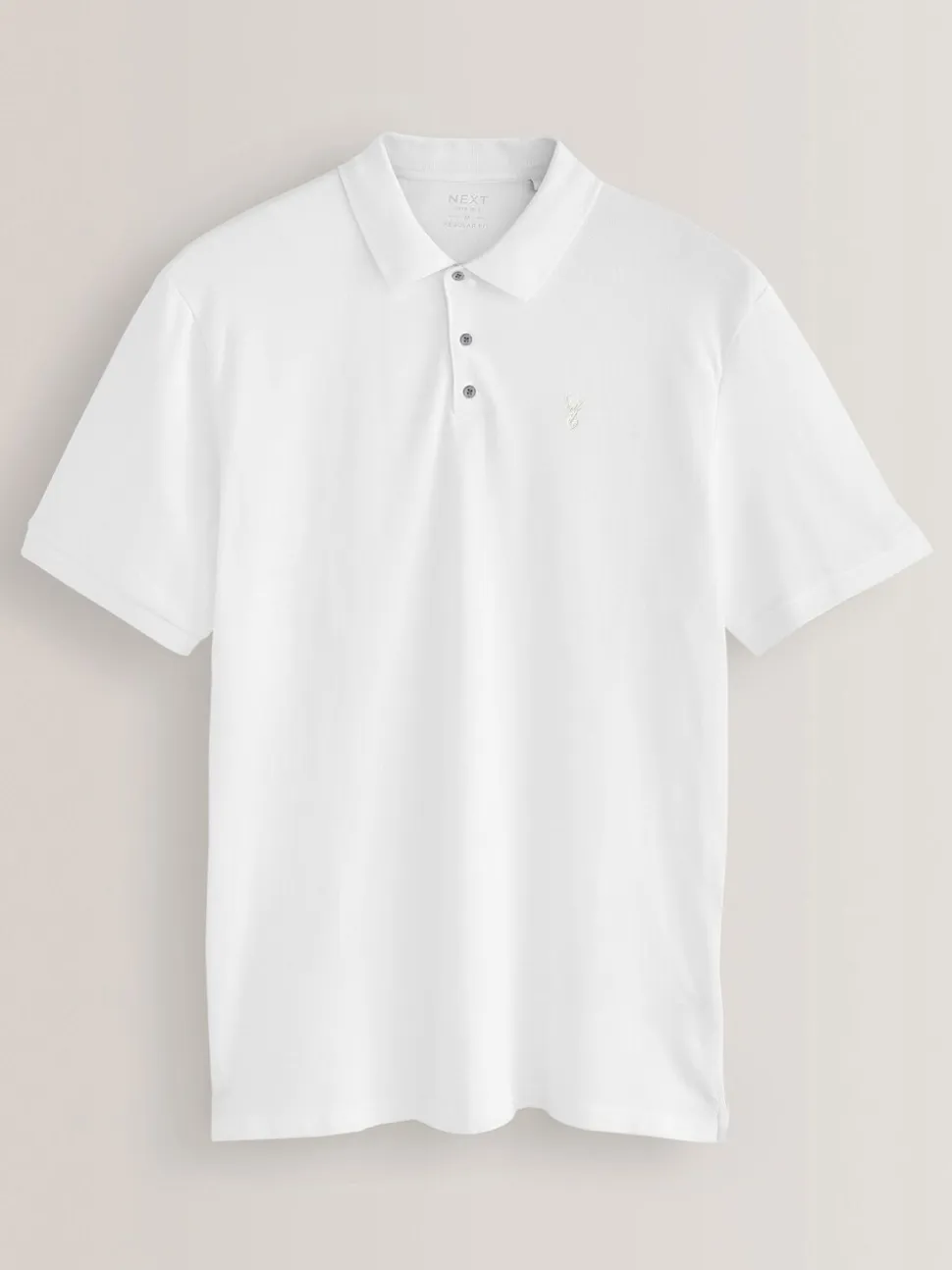 Wit - Normale Pasvorm - Piqué poloshirt met korte mouwen