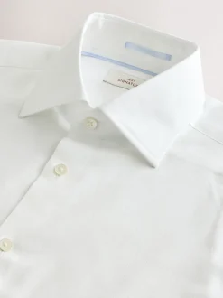 Wit - Normale Pasvorm - Signature premium 100% katoenen overhemd met textuur