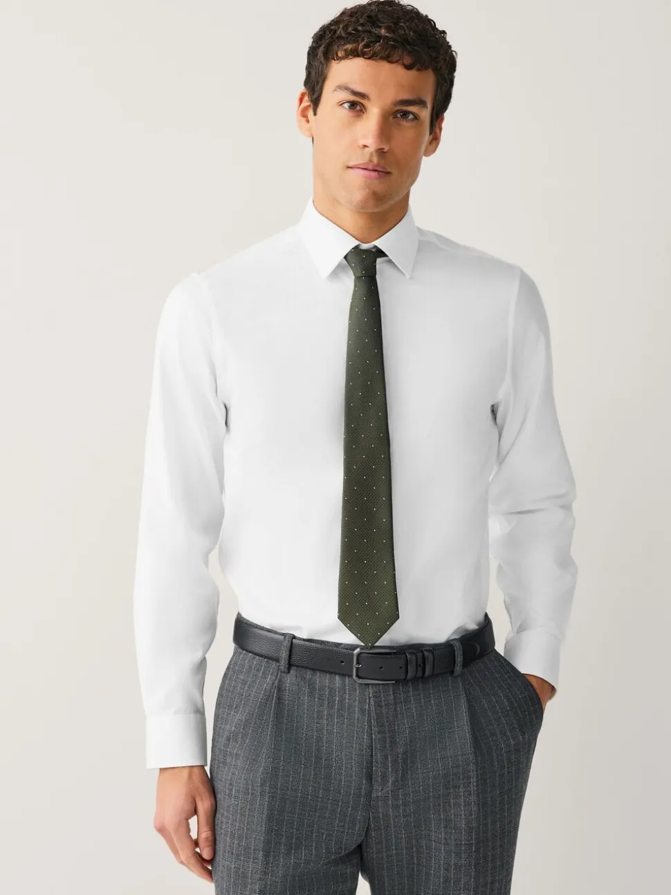 Wit - Normale Pasvorm - Signature Textured Long Sleeve Shirt