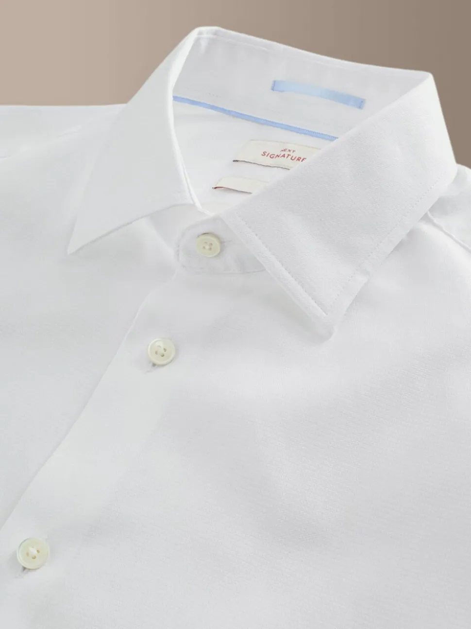 Wit - Normale Pasvorm - Signature Textured Long Sleeve Shirt