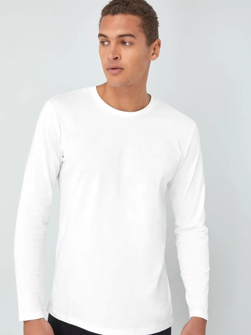 Wit - Normale Pasvorm - T-shirt met lange mouwen en ronde hals