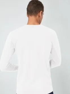 Wit - Normale Pasvorm - T-shirt met lange mouwen en ronde hals