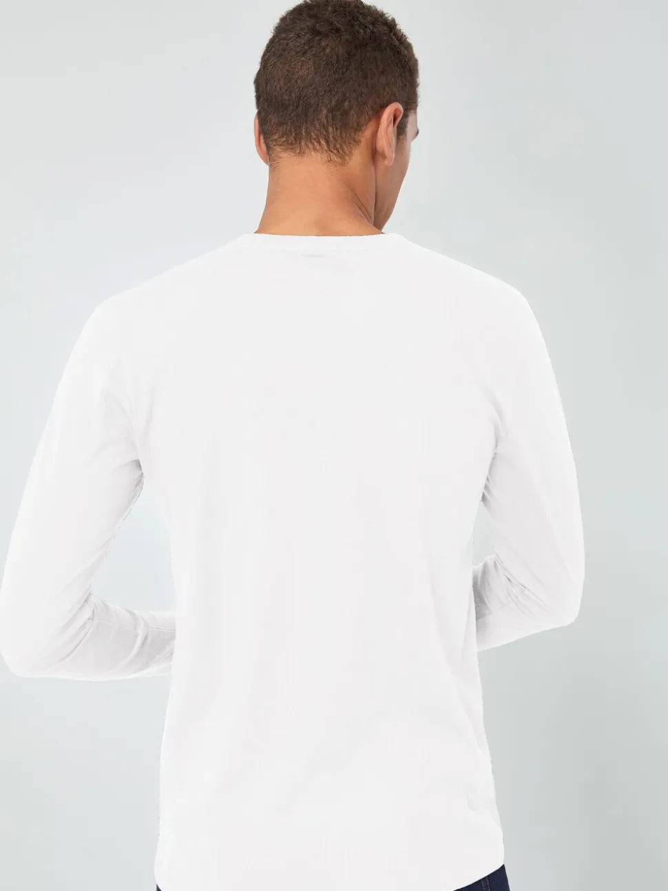 Wit - Normale Pasvorm - T-shirt met lange mouwen en ronde hals