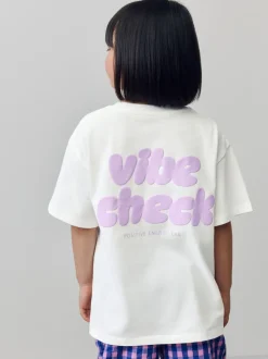 Wit - Oversized T-shirt met grafische print (3-16jr)