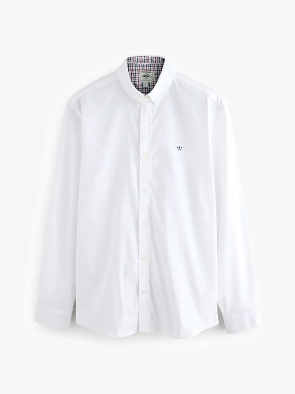 Wit - Oxford-stretchoverhemd met lange mouwen