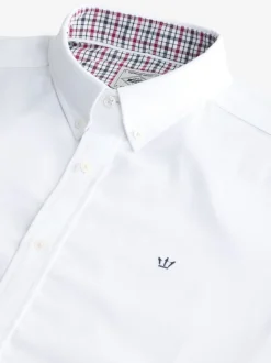 Wit - Oxford-stretchoverhemd met lange mouwen