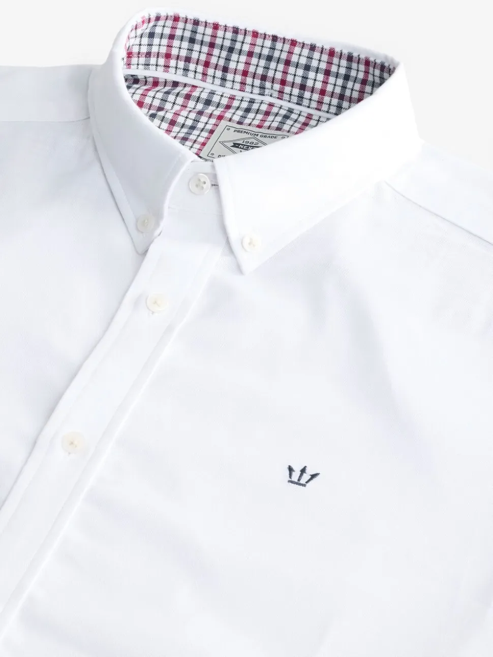 Wit - Oxford-stretchoverhemd met lange mouwen