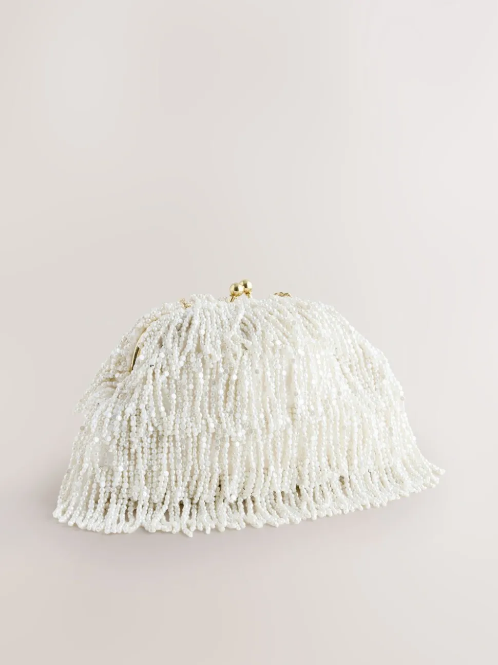 Wit - Pearl Effect Embellished Fringe Clutch Bag