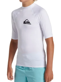 Wit - Quiksilver Youth UPF50 uv-werend hemdje met korte mouwen