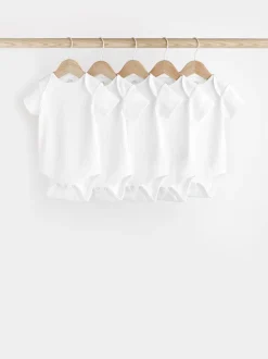 Wit - Rib Short Sleeve Baby Bodysuits 5 Pack