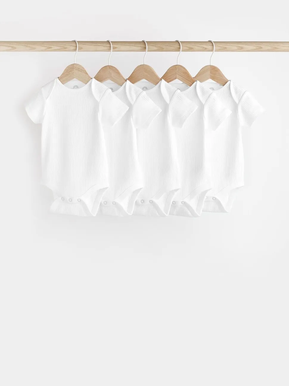 Wit - Rib Short Sleeve Baby Bodysuits 5 Pack