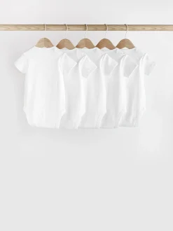Wit - Rib Short Sleeve Baby Bodysuits 5 Pack