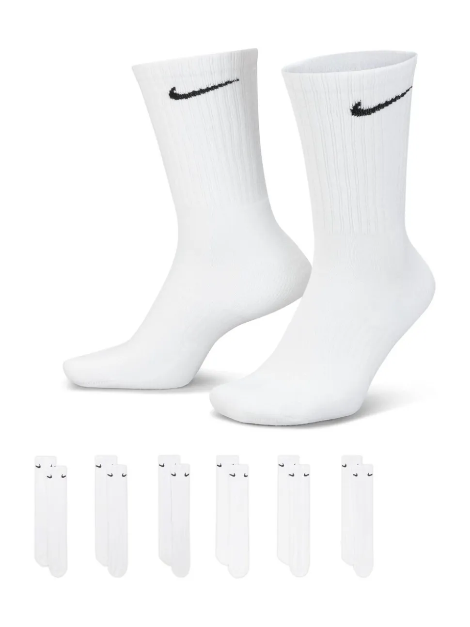 Wit - Ronde hals - Nike - 6 Paar verzachte sokken voor alle dagen