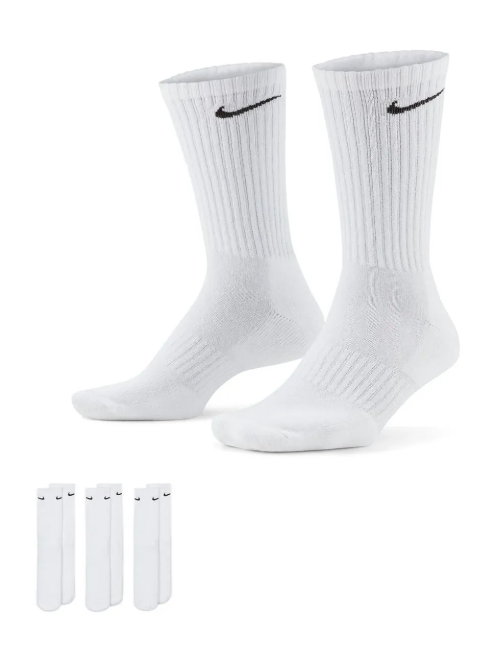Wit - Ronde hals - Nike Everyday set van 3 paar verzachte sokken met boord