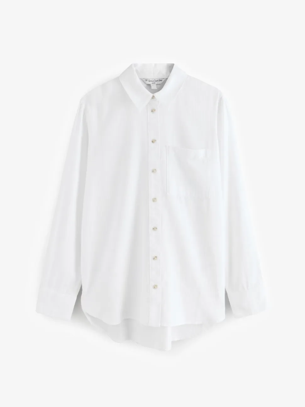 Wit - Ruimvallend 100% katoenen button-down casual overhemd met lange mouwen