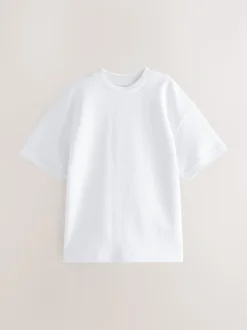 Wit - Ruimvallend zwaar T-shirt (3-16 jr)