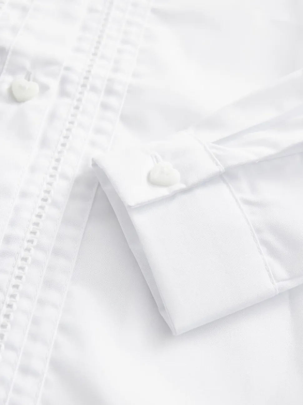 Wit - Schoolblouse met lange mouwen en kantafwerking (3-14 jr)