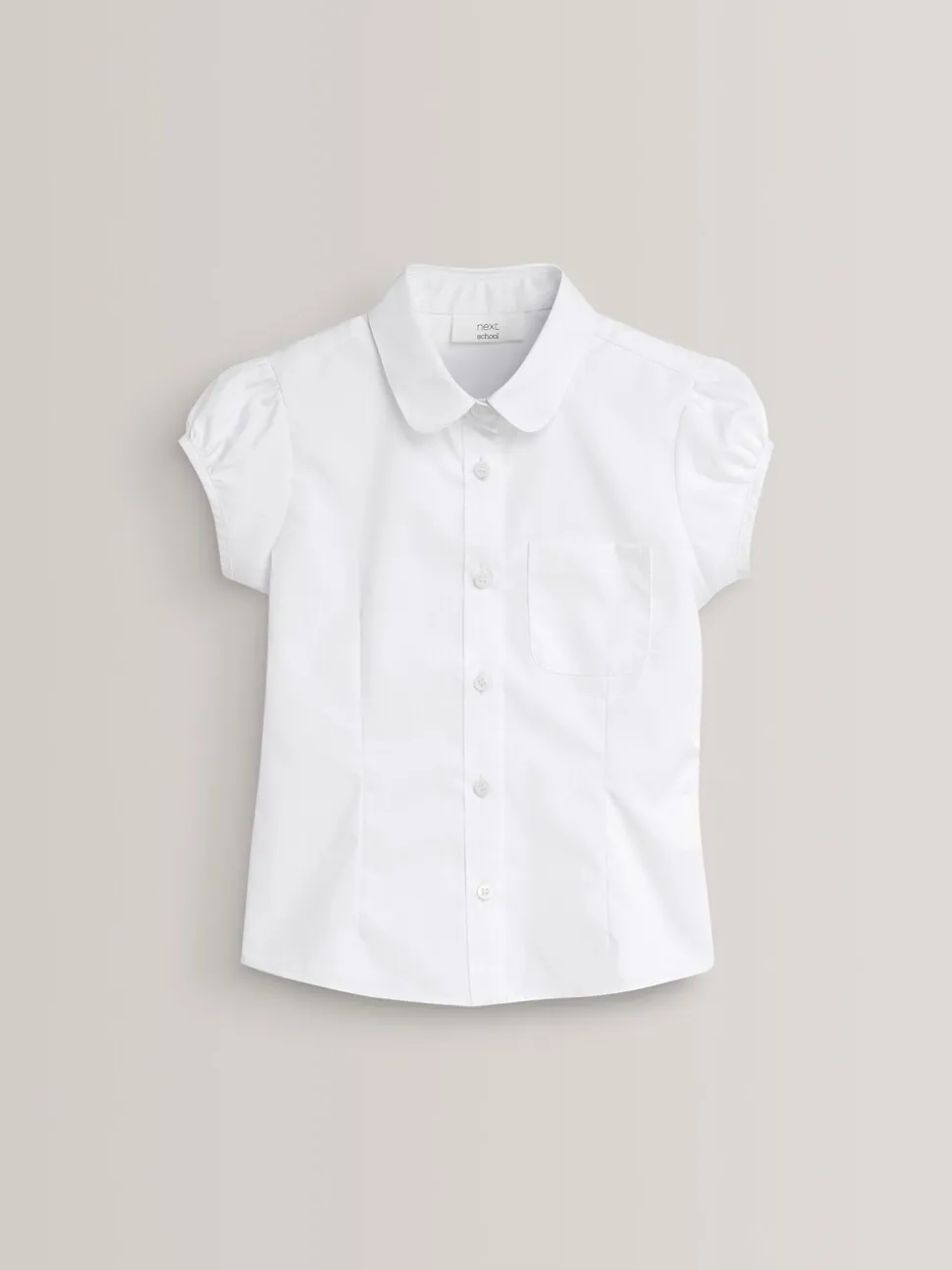 Wit - Schoolblouse met pofmouwen (3-16 jr)