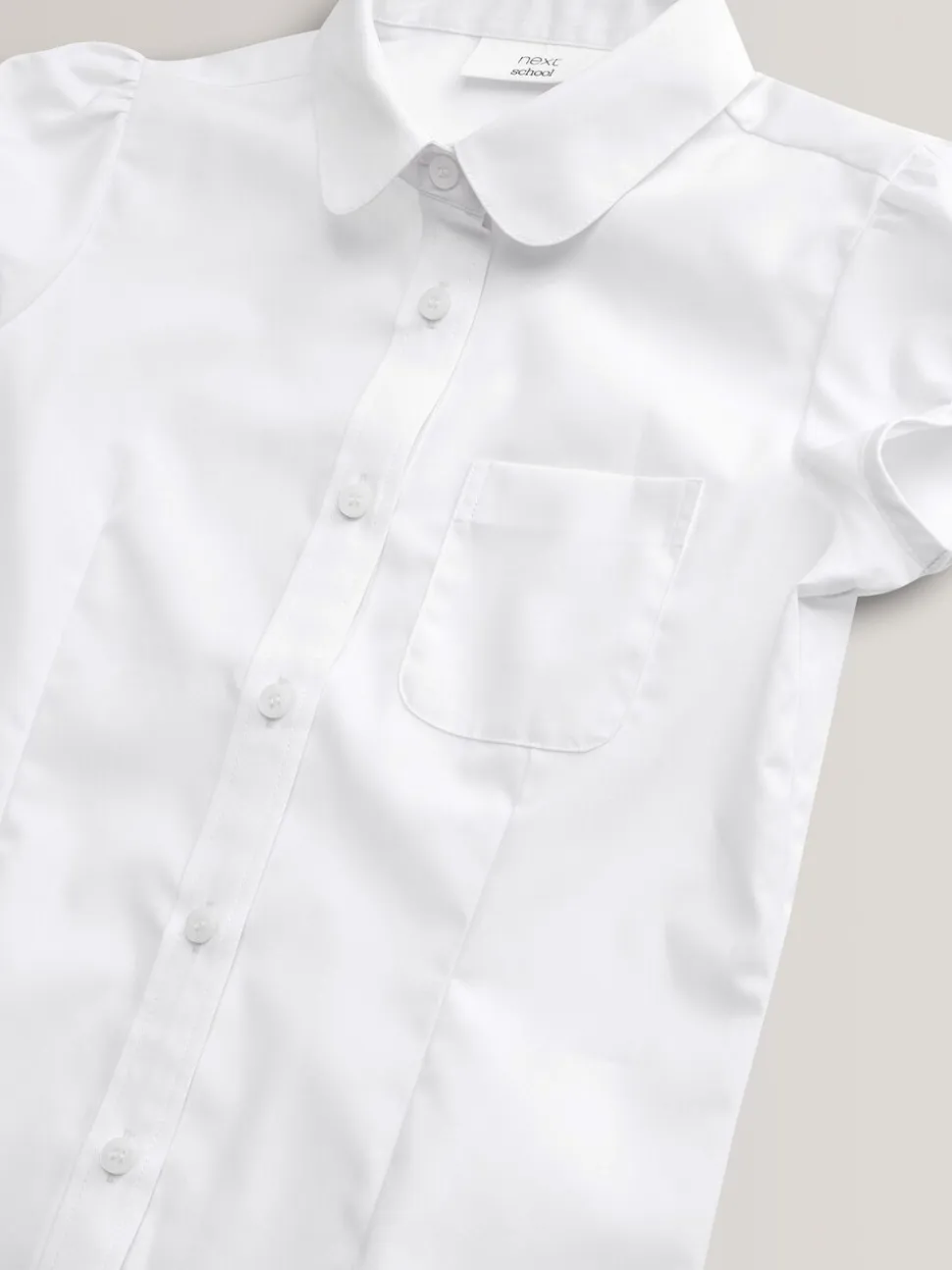 Wit - Schoolblouse met pofmouwen (3-16 jr)