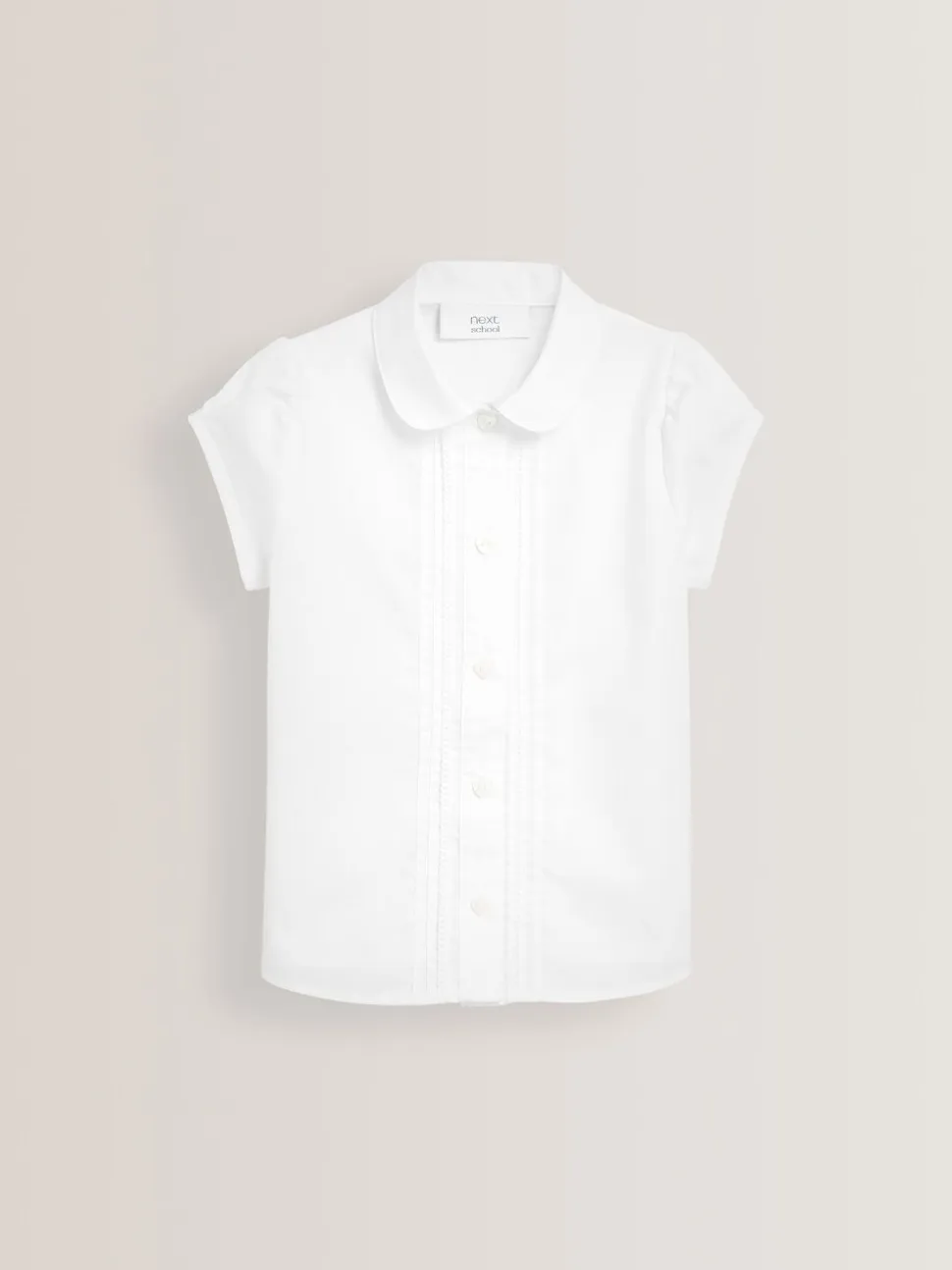 Wit - Schoolblouse met pofmouwen en kantafwerking (3-14 jr)