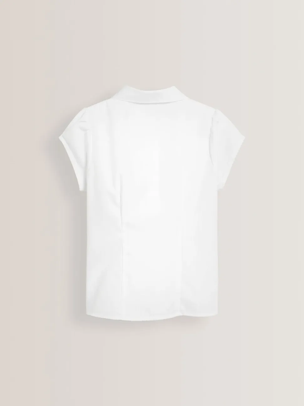 Wit - Schoolblouse met pofmouwen en kantafwerking (3-14 jr)