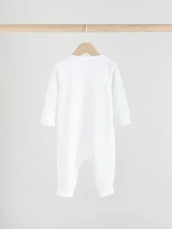 Wit - Set van 3 babypyjama's zonder voetjes met tweewegrits van 100% katoen (0mnd -2jr)