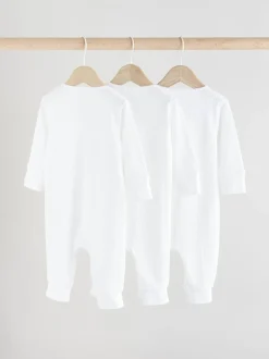 Wit - Set van 3 babypyjama's zonder voetjes met tweewegrits van 100% katoen (0mnd -2jr)