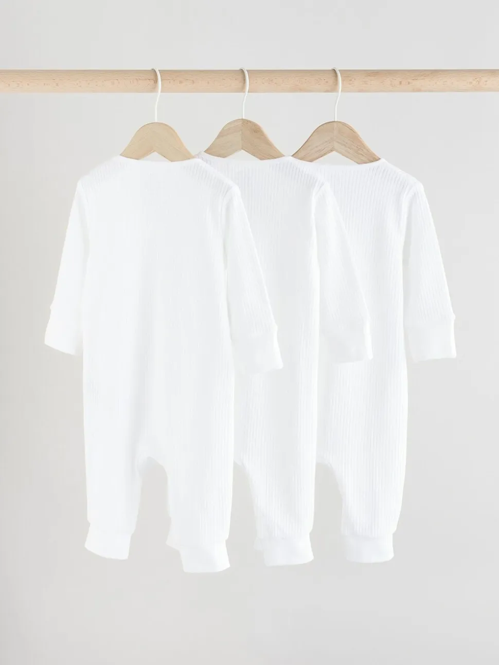 Wit - Set van 3 babypyjama's zonder voetjes met tweewegrits van 100% katoen (0mnd -2jr)