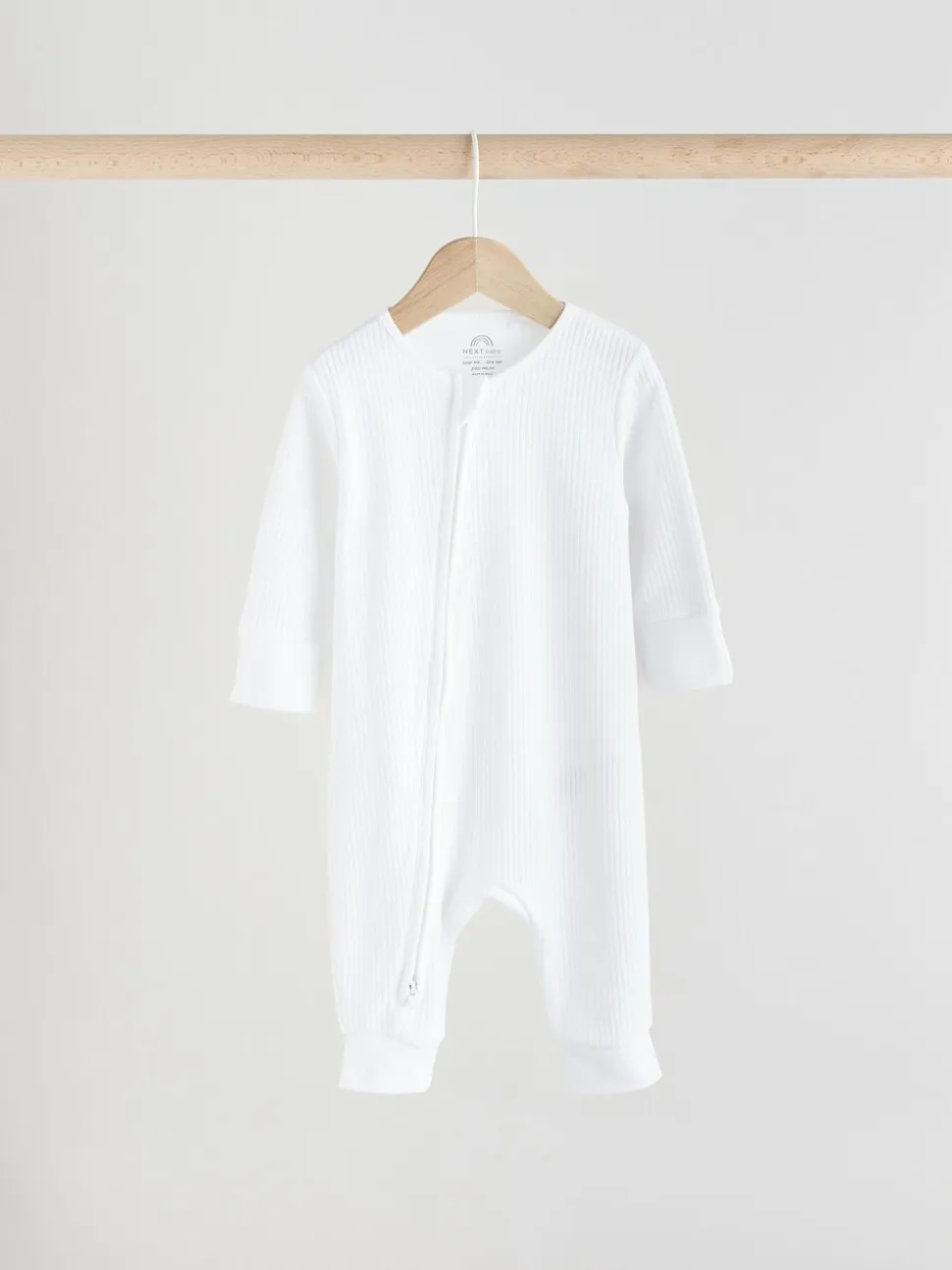 Wit - Set van 3 babypyjama's zonder voetjes met tweewegrits van 100% katoen (0mnd -2jr)