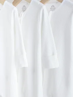 Wit - Set van 3 babypyjama's zonder voetjes met tweewegrits van 100% katoen (0mnd -2jr)