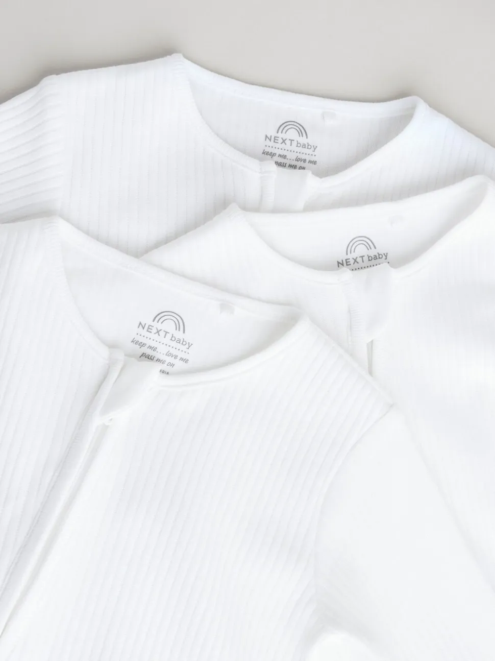 Wit - Set van 3 babypyjama's zonder voetjes met tweewegrits van 100% katoen (0mnd -2jr)