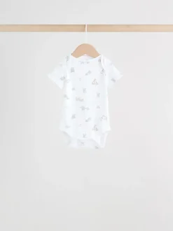 Wit - Set van 5 babyrompertjes met korte mouwen