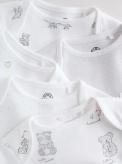 Wit - Set van 5 babyrompertjes met korte mouwen