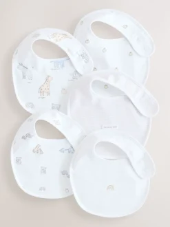 Wit - Set van 5 babyslabbetjes