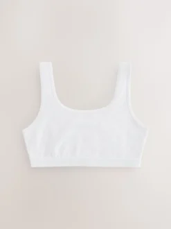 Wit - Set van 3 crop tops met diepe ronde hals (5 - 16 jr)