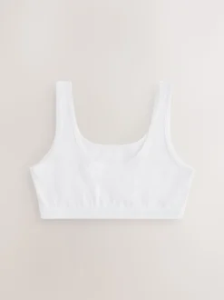Wit - Set van 3 crop tops met diepe ronde hals (5 - 16 jr)
