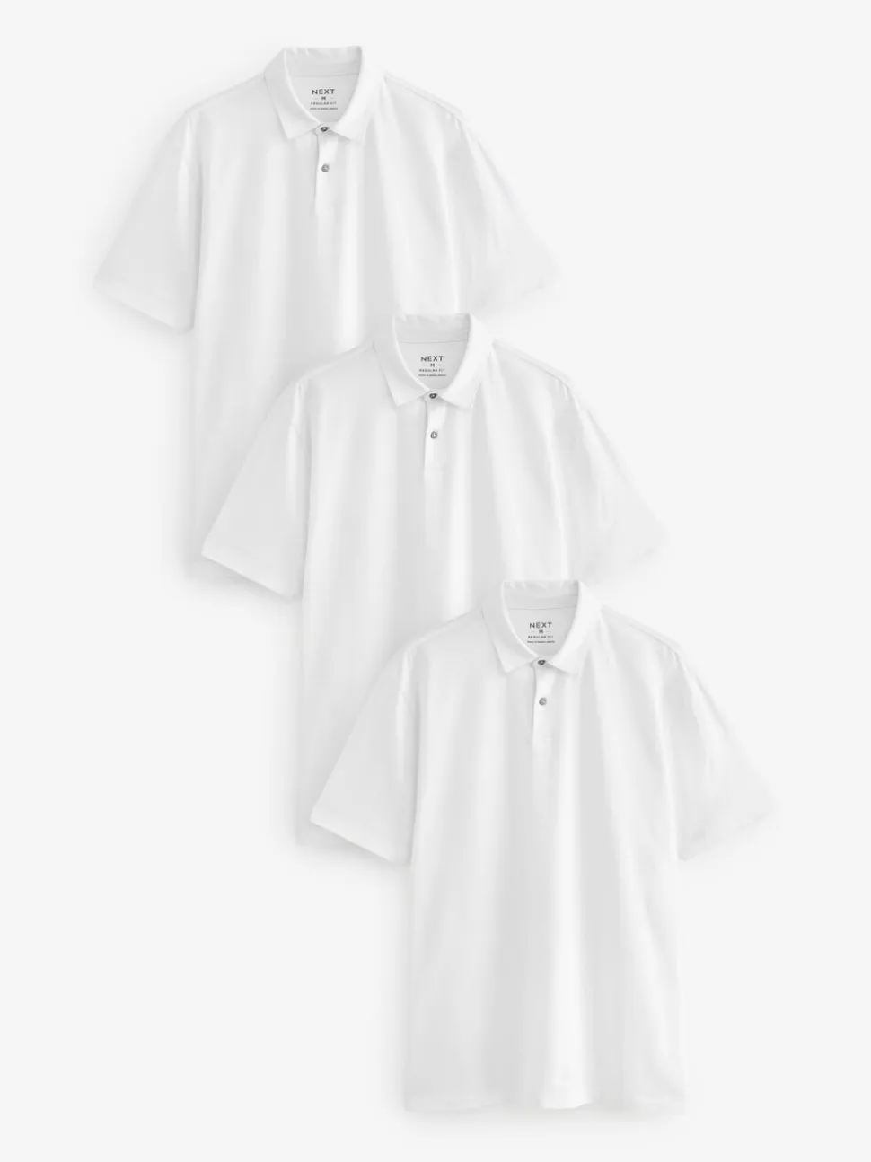 Wit - Set van 3 jersey poloshirts met korte mouwen