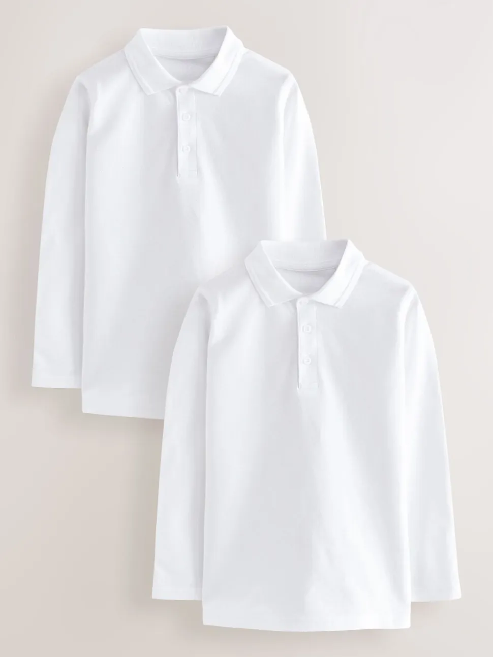 Wit - Set van 2 poloshirts met lange mouwen (3-16jaar)
