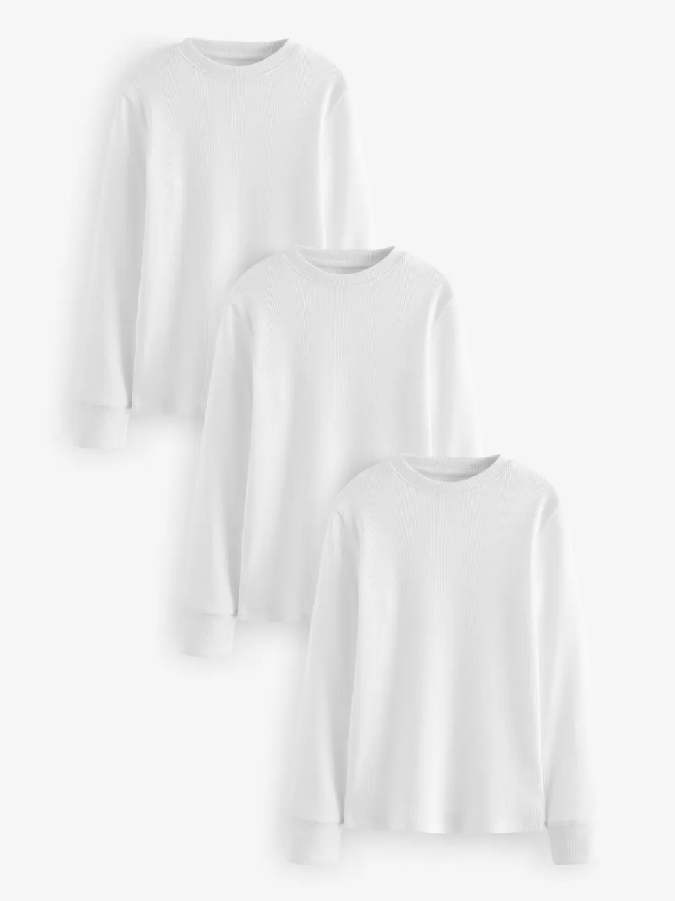 Wit - Set van 3 stuks 100% katoenen T-shirts met lange mouwen, (1.5-16jr)