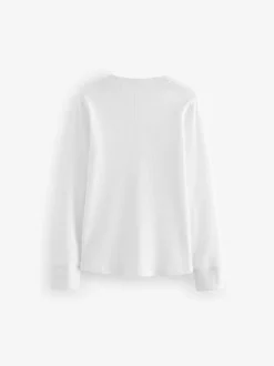 Wit - Set van 3 stuks 100% katoenen T-shirts met lange mouwen, (1.5-16jr)