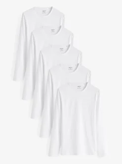 Wit - Set van 5 T-shirts met lange mouwen en laagjes