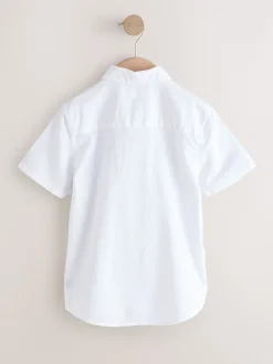 Wit - Shirt met korte mouwen van linnenmix (3-16jr)