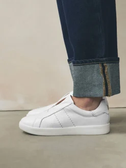 Wit - Signature Premium Leather Laceless Slip-On Trainers